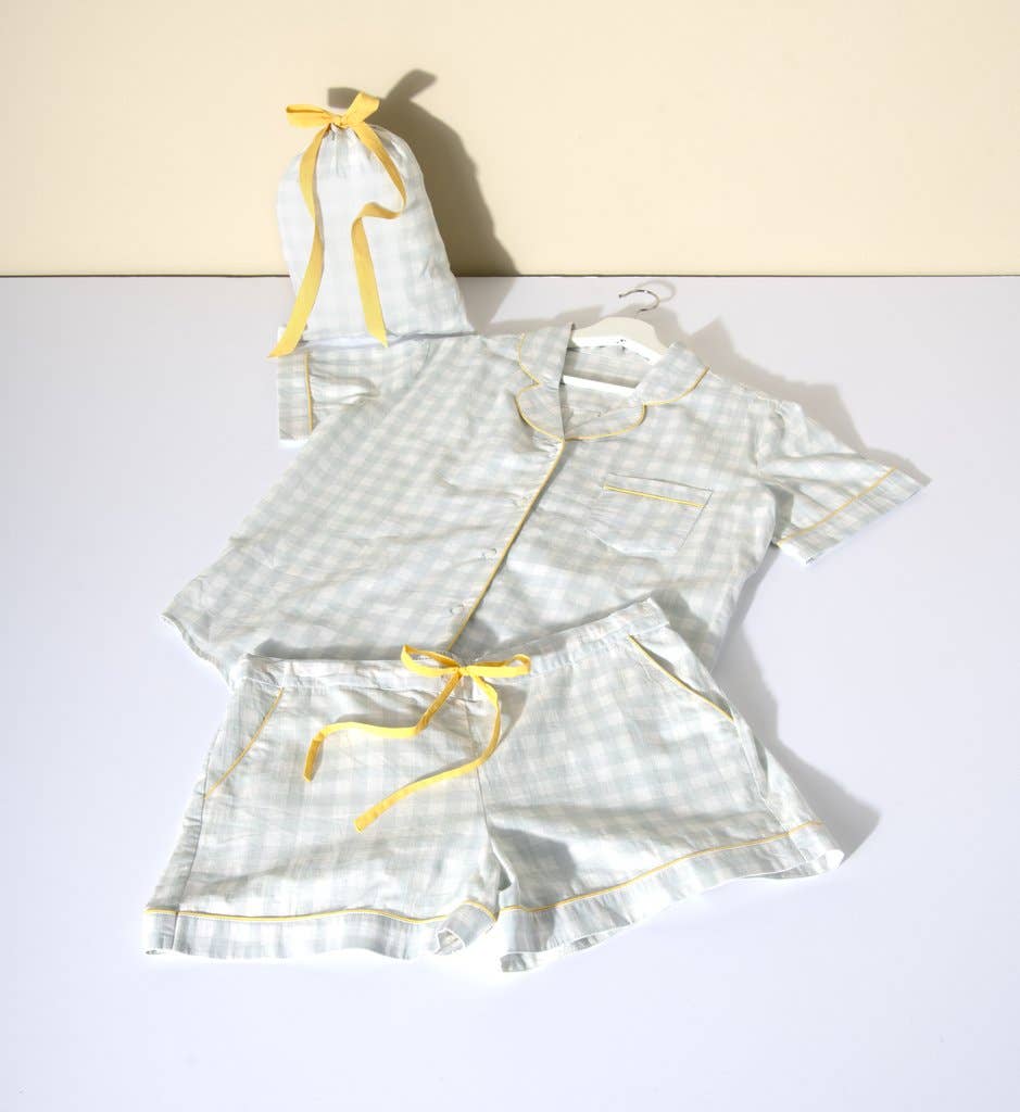Gingham Pajama Set w/ Bag
