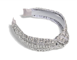 Mesh Bead Knotted Headband - Silver