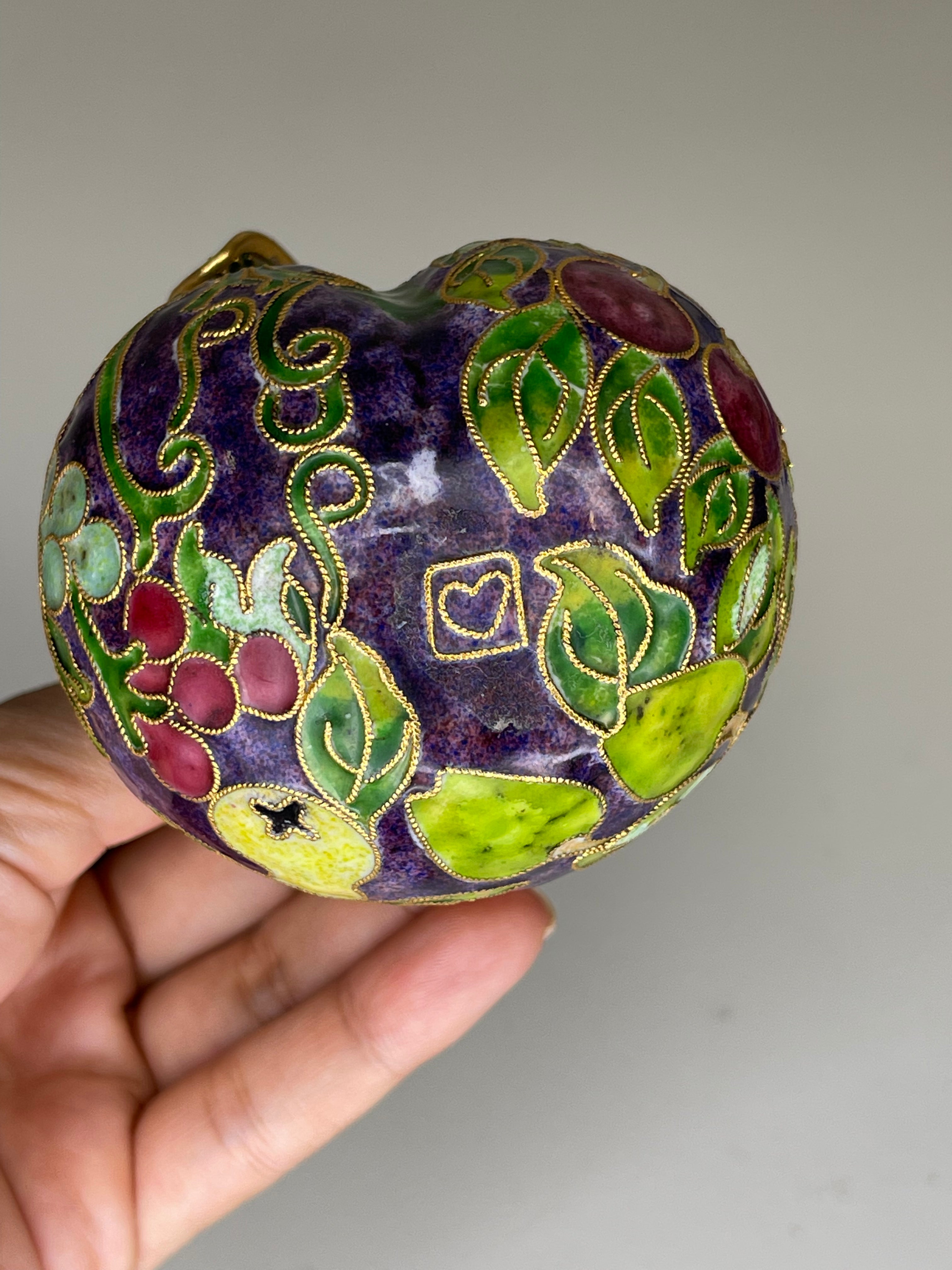 Vintage Cloisonné Plum Fruit Ornament