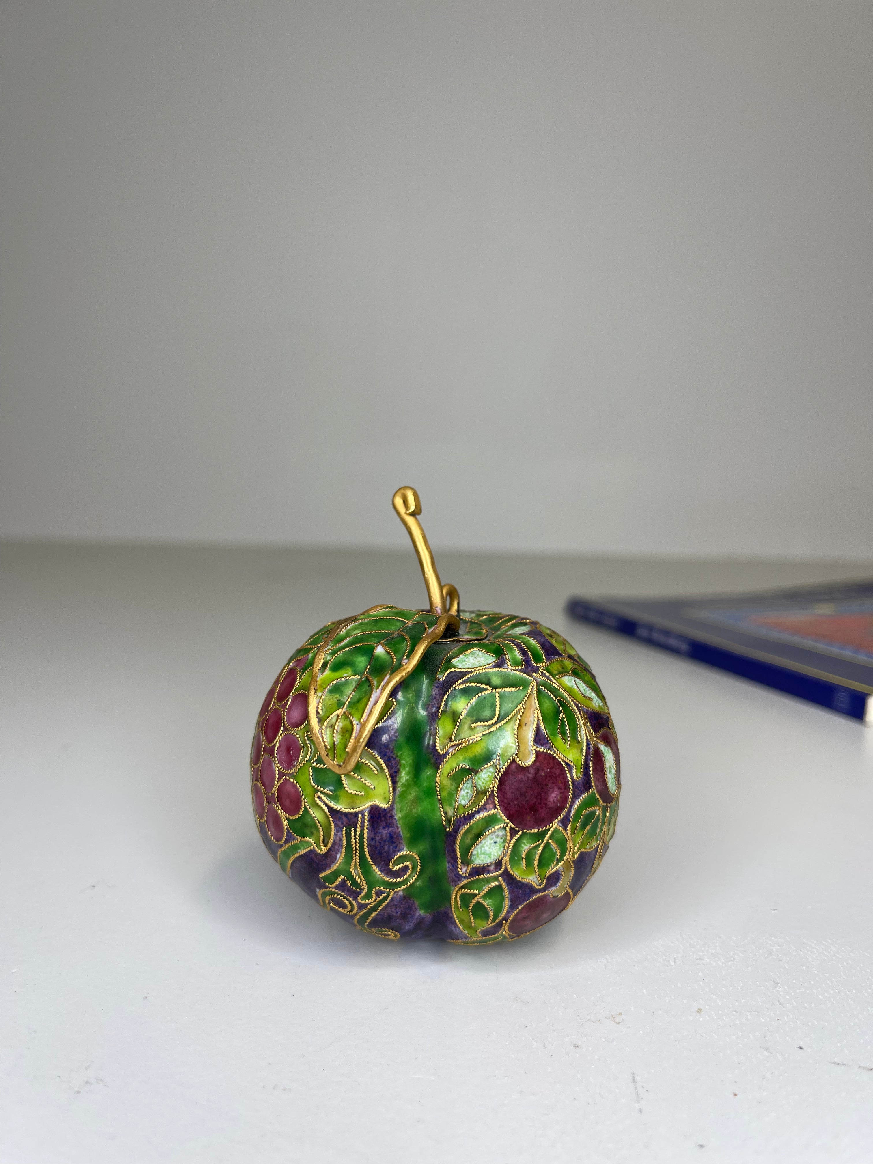 Vintage Cloisonné Plum Fruit Ornament