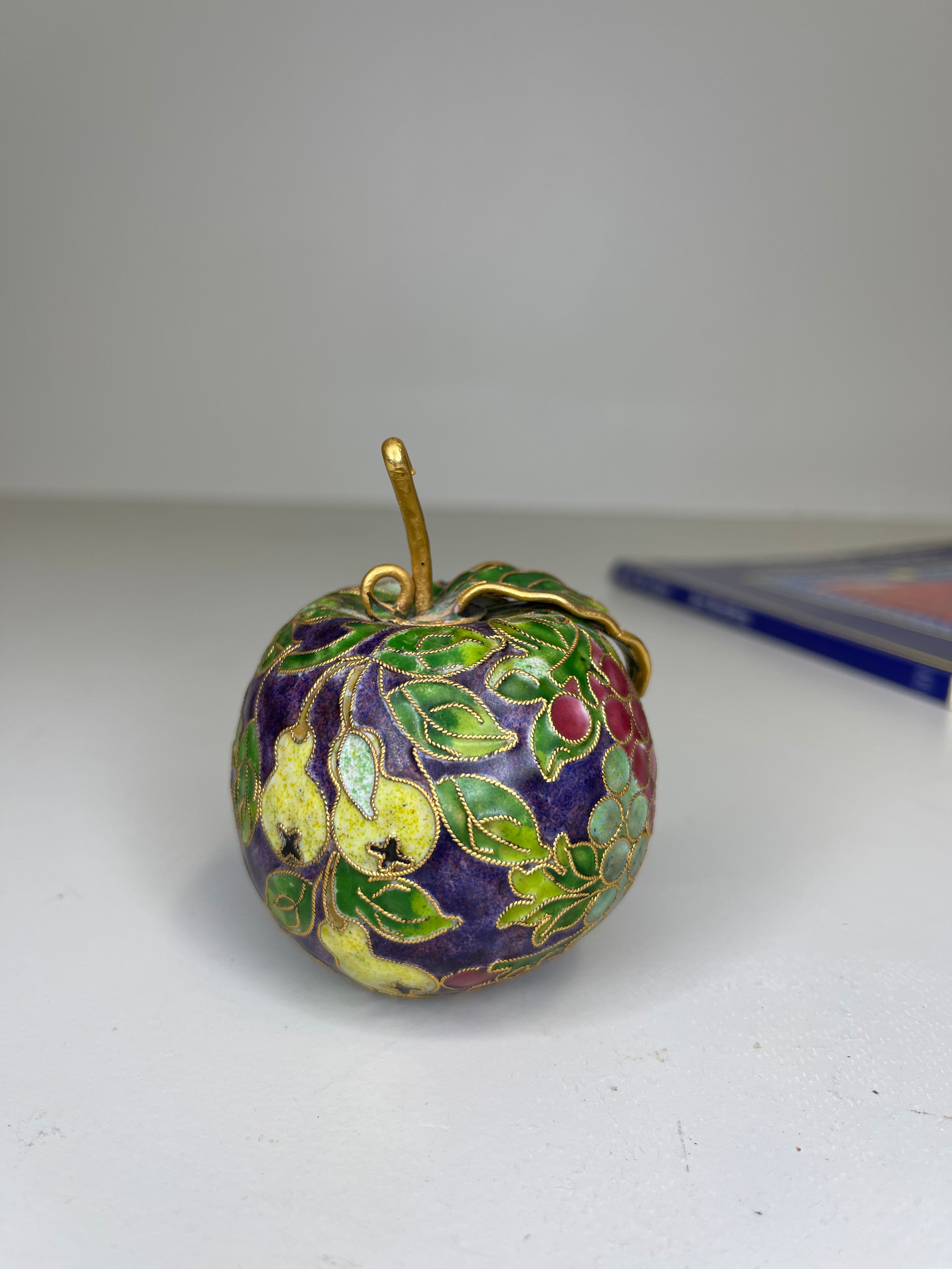 Vintage Cloisonné Plum Fruit Ornament