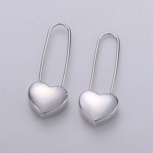 24K Dangle Heart Earrings - Heart Earrings - Gold Dangle - S