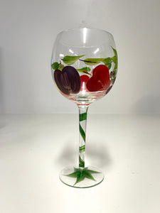 Hand Painted Fruit Wine Glasses Set of Two