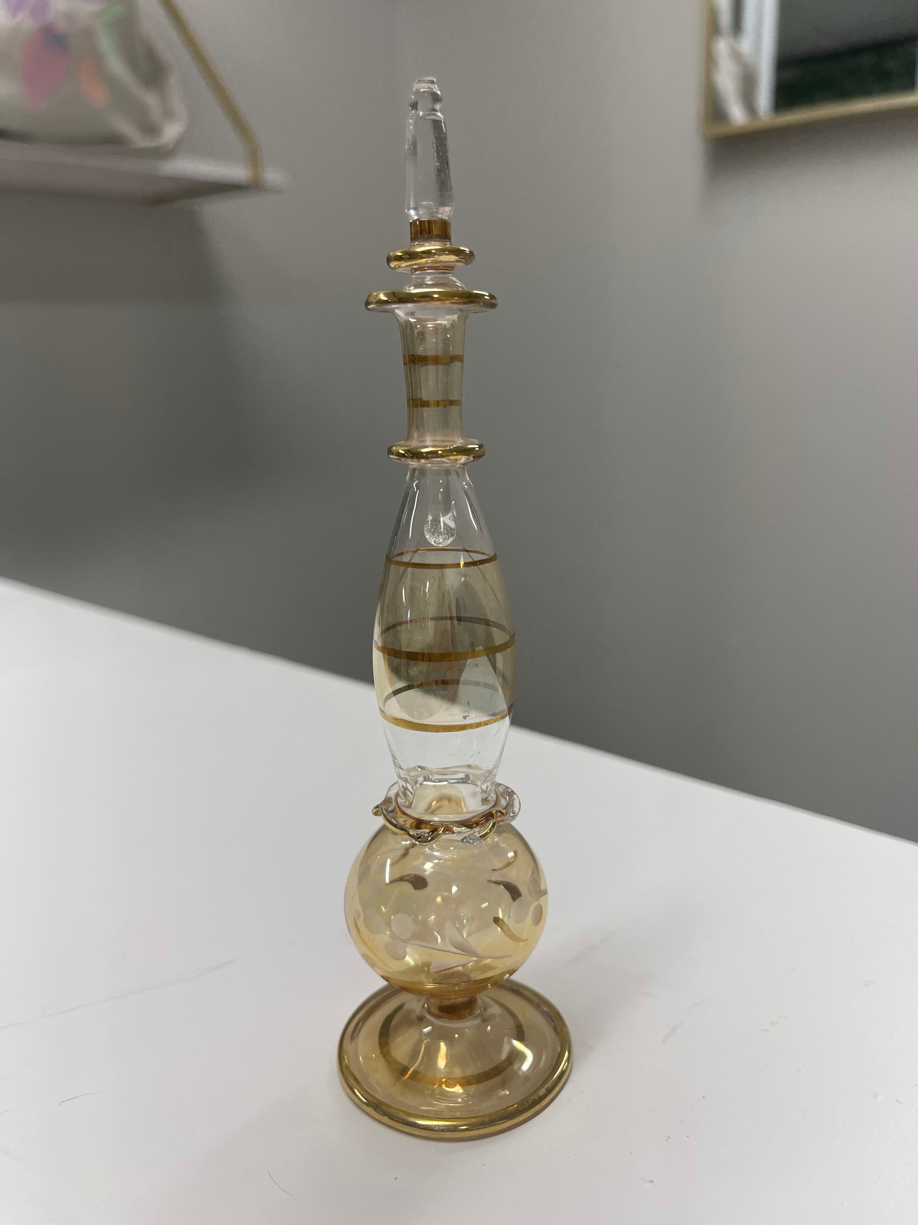Golden Handblown Glass Perfume Bottle